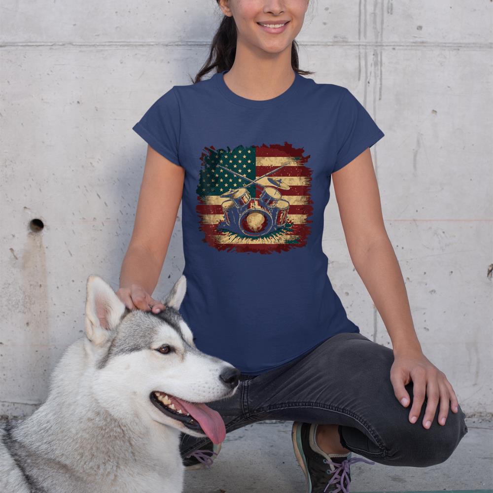 USA Drumsticks Drums American Flag Drummer Drum T-Shirt