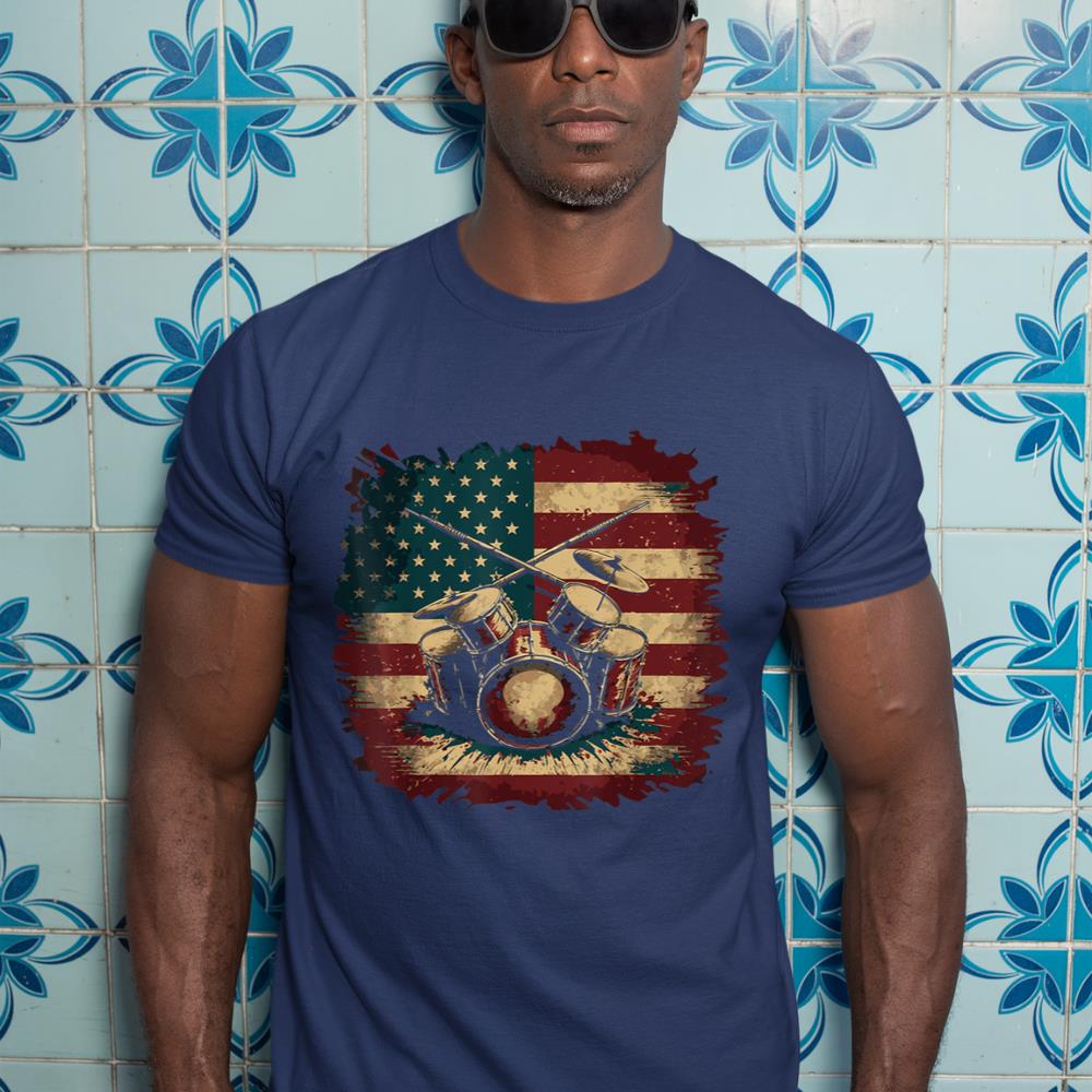 USA Drumsticks Drums American Flag Drummer Drum T-Shirt