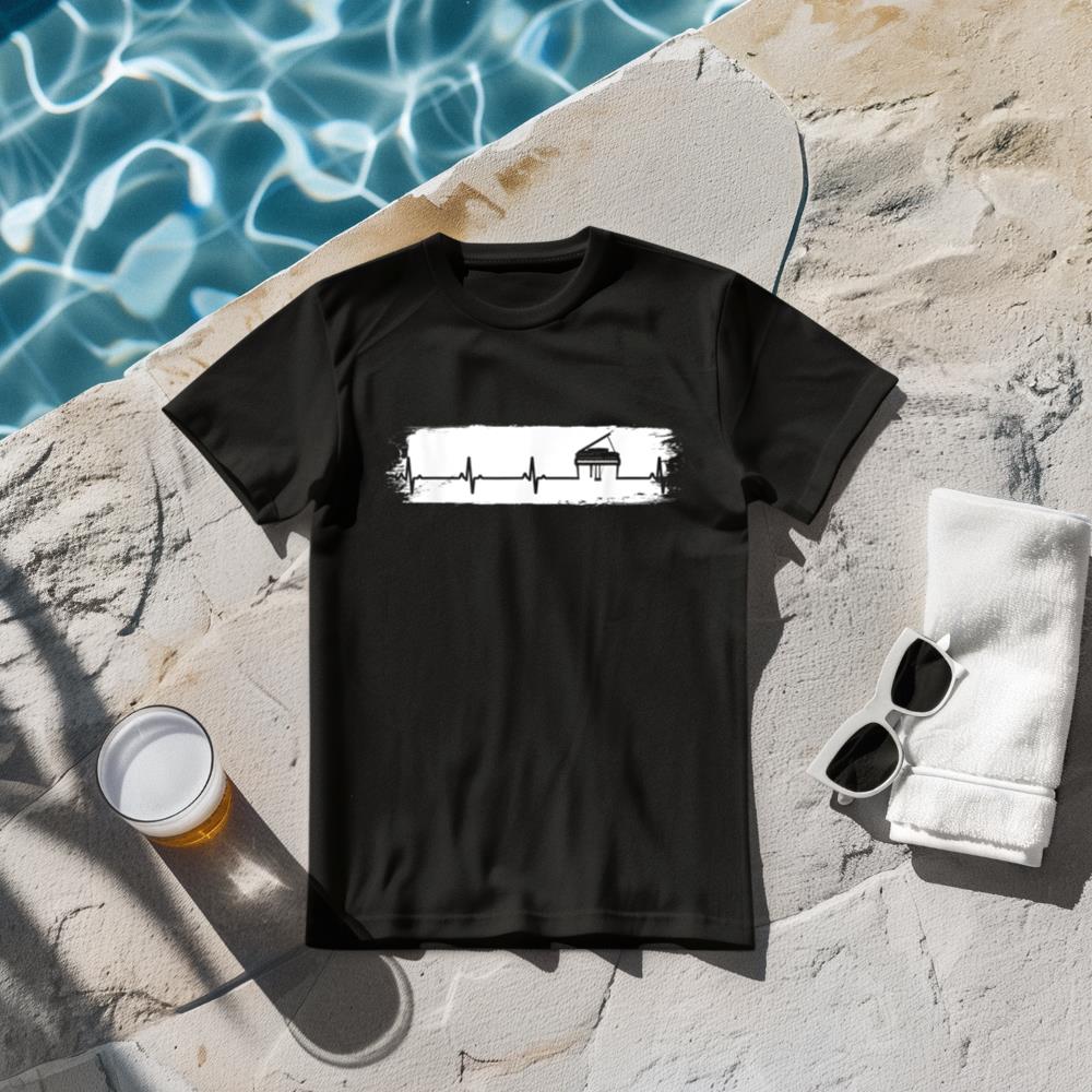 Vintage Heartbeat Piano T-Shirt Grand Piano Pianist Gift T-Shirt