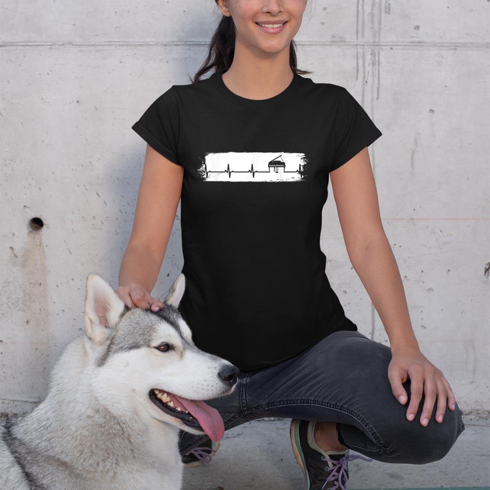 Vintage Heartbeat Piano T-Shirt Grand Piano Pianist Gift T-Shirt