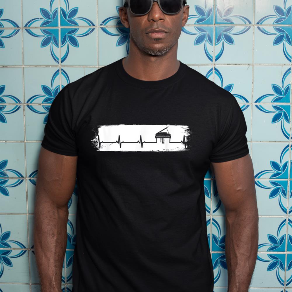 Vintage Heartbeat Piano T-Shirt Grand Piano Pianist Gift T-Shirt