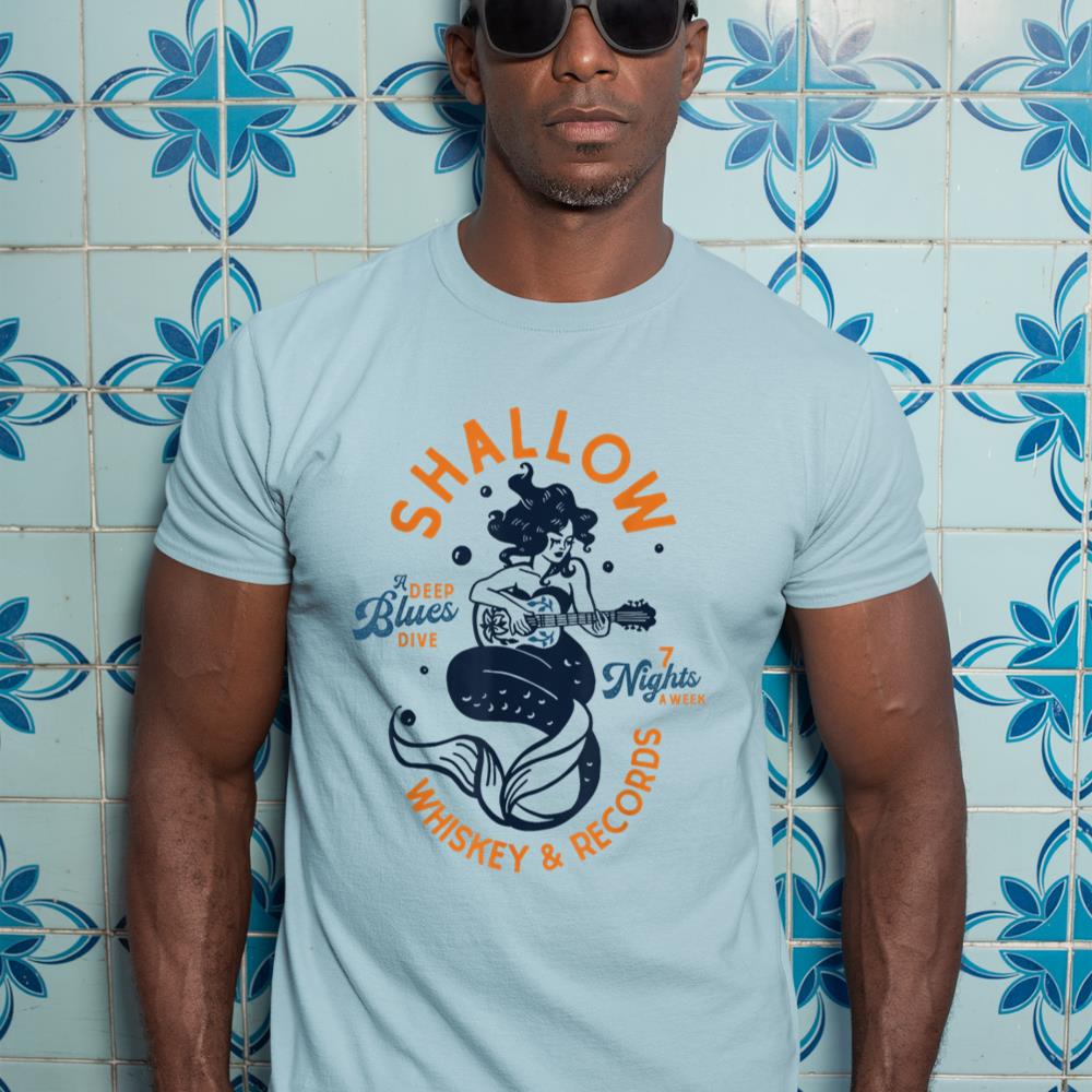 Vintage Music Venue Shirt Whiskey Dive Bar Mermaid Guitar T-Shirt