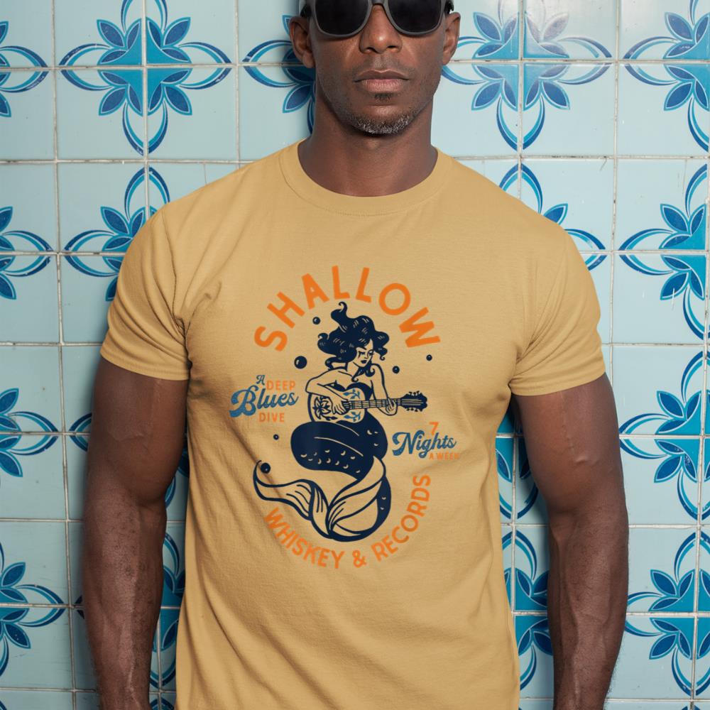 Vintage Music Venue Shirt Whiskey Dive Bar Mermaid Guitar T-Shirt