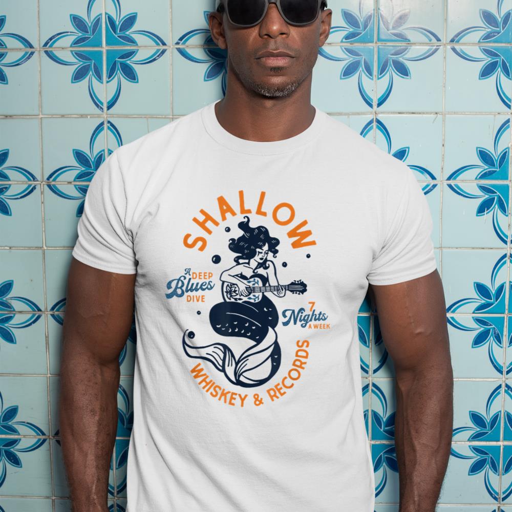 Vintage Music Venue Shirt Whiskey Dive Bar Mermaid Guitar T-Shirt