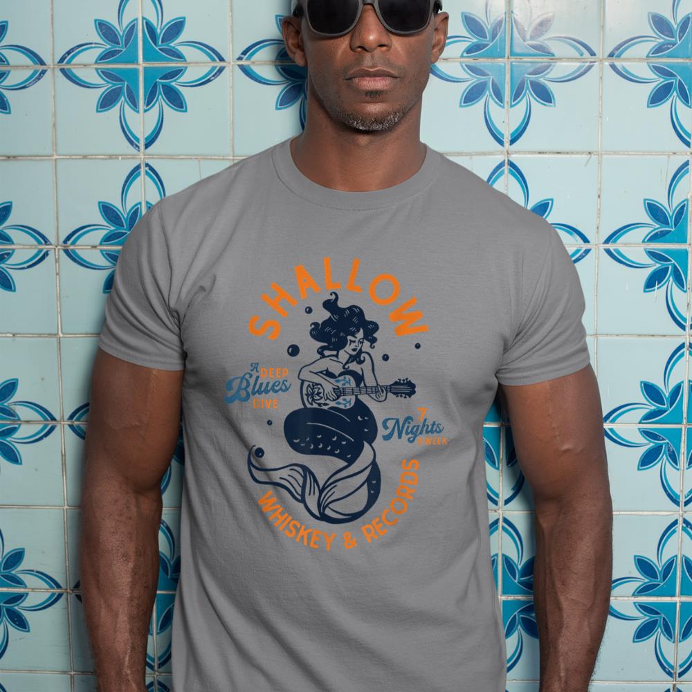 Vintage Music Venue Shirt Whiskey Dive Bar Mermaid Guitar T-Shirt