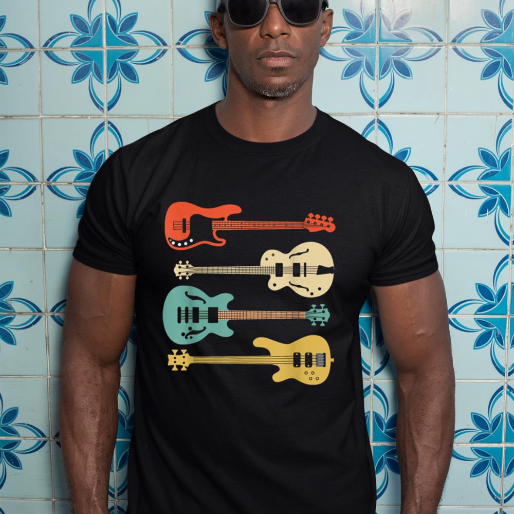 Vintage Retro Bass Guitar T-Shirt Bassist Player Shirt T-Shirt