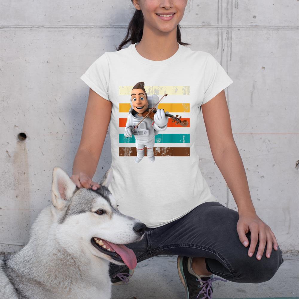 Violinist Astronaut Outer Space Musician Violin T-Shirt