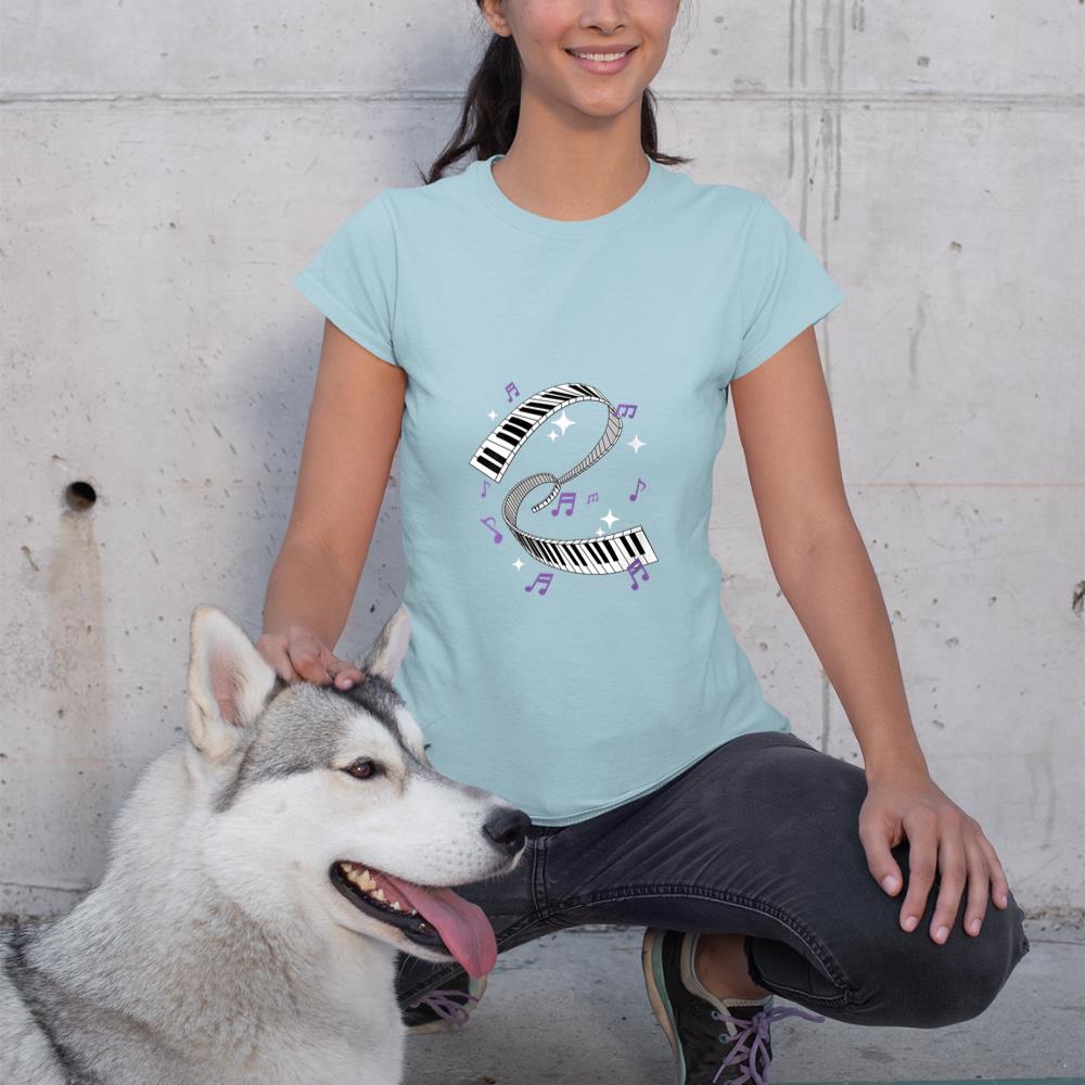Womens Awesome Piano Player Gift Shirt Piano Keyboard Music Teacher V-Neck T-Shirt